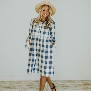 Roolee buffalo plaid blue dress